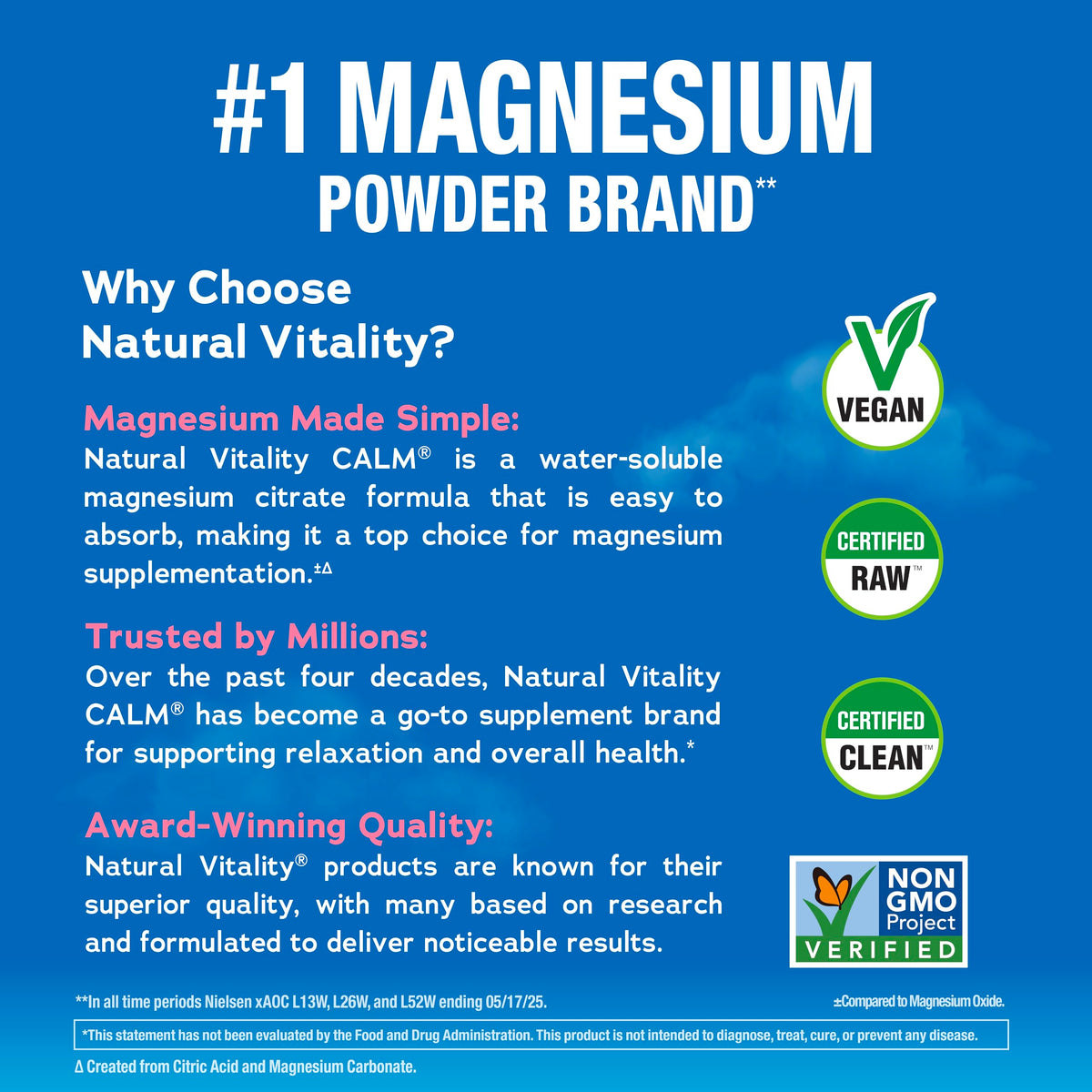 Natural Vitality Complément Alimentaire Magnésium 290g Saveur Cerise Détails de la Poudre