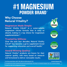 Natural Vitality Complément Alimentaire Magnésium 290g Saveur Cerise Détails de la Poudre