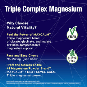 Natural Vitality MAXCALM Chews - Emballage et informations nutritionnelles