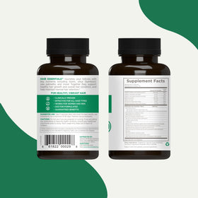 Natural Wellbeing Hair Essentials capsules dans un verre
