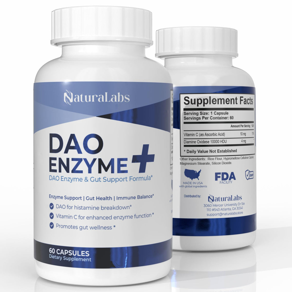 NATURALABS DAO Enzyme 60 capsules vue de face