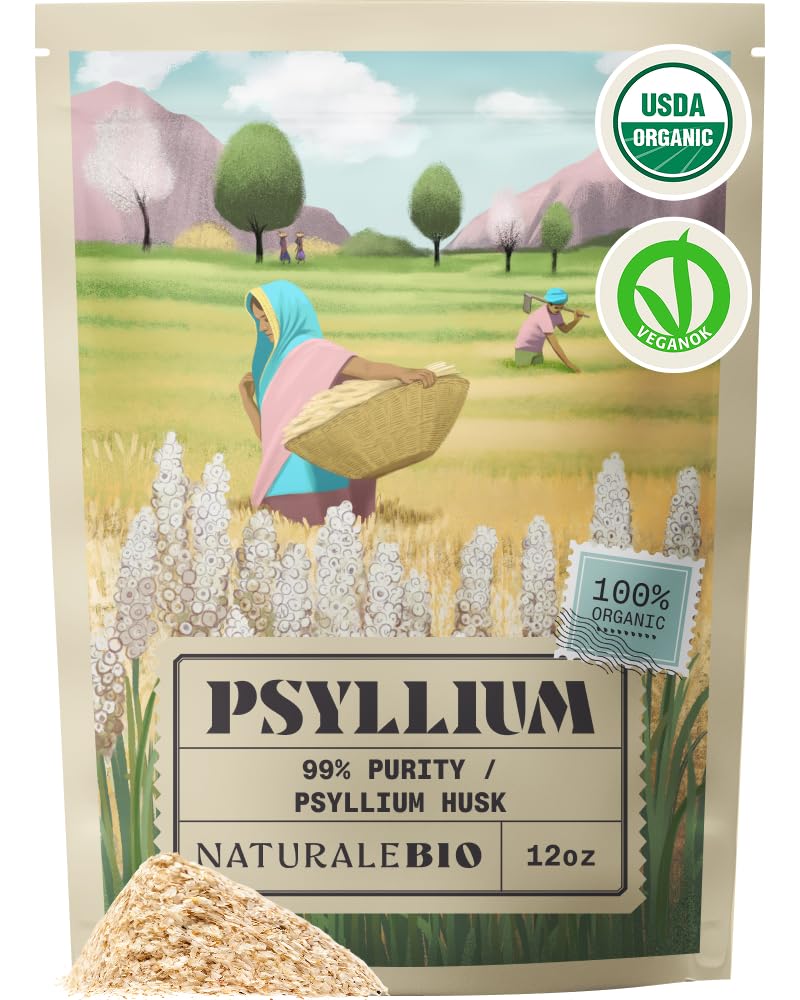 NaturaleBio Psyllium Bio 340g vue avant avec étiquette