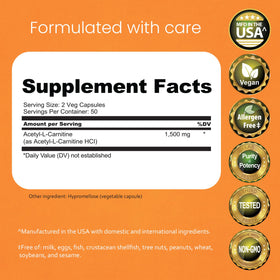 NaturaLife Labs Acétyl L-Carnitine 100 capsules packaging