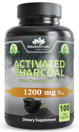 NaturaLife Labs Charbon Actif 1200 mg flacon vue de face
