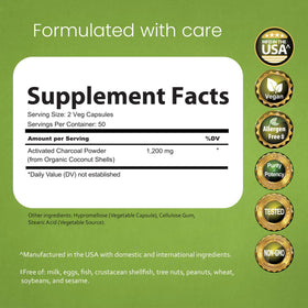 NaturaLife Labs Charbon Actif capsules végétales vue de près