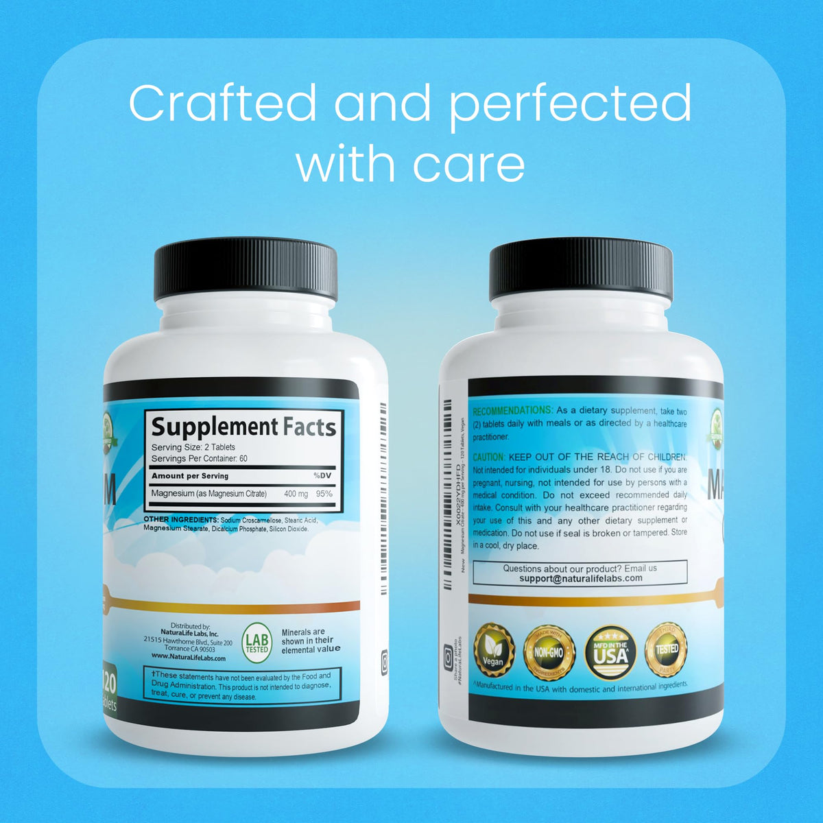 NaturaLife Labs Citrate de Magnésium 400 mg ingrédients