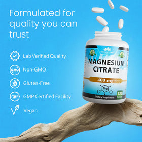 NaturaLife Labs Citrate de Magnésium sur une table en bois
