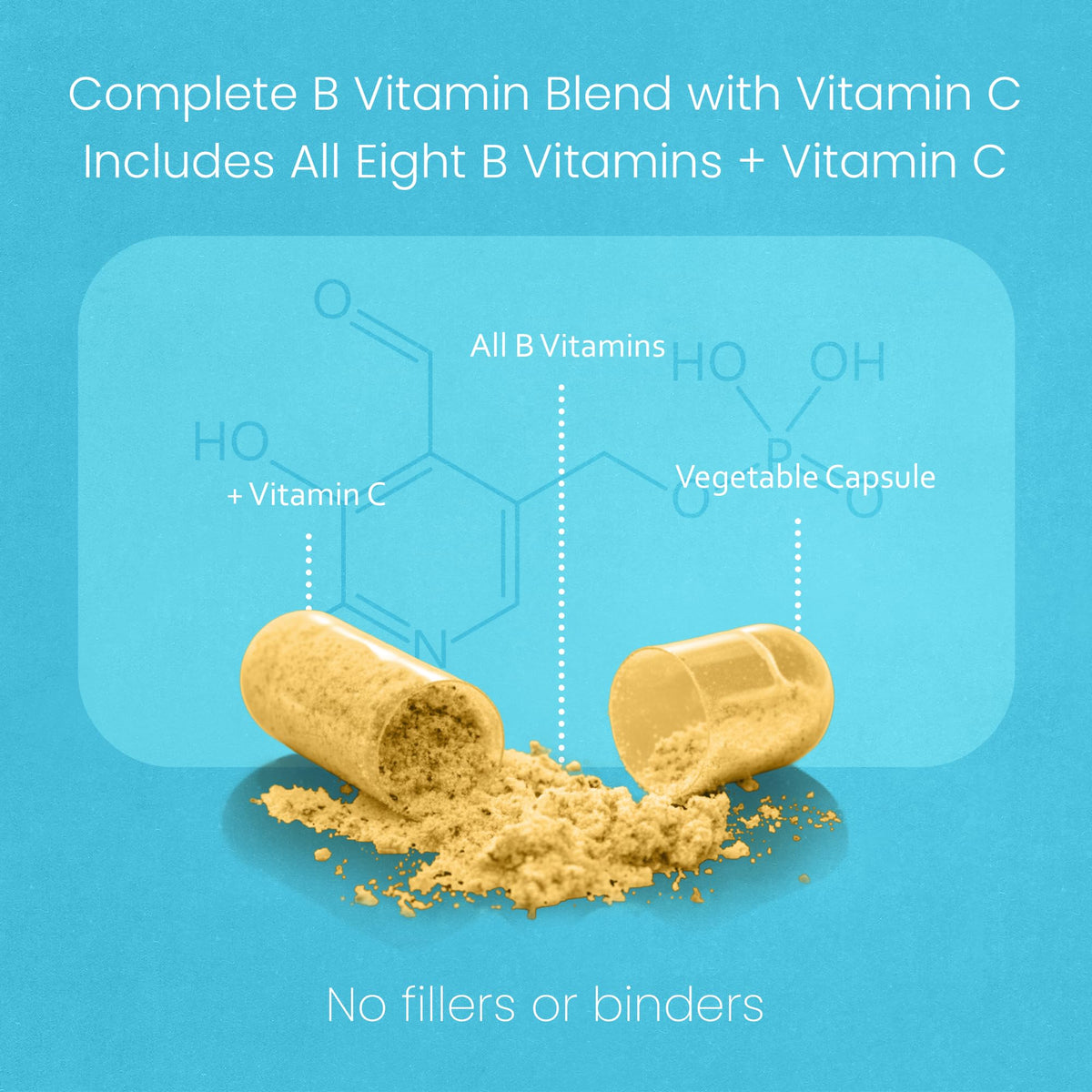 NaturaLife Labs Complexe de Vitamines B 100 Capsules, détails des ingrédients
