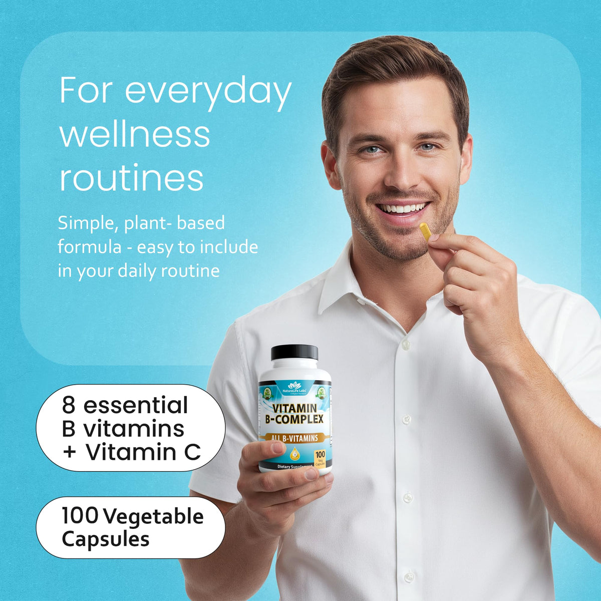 NaturaLife Labs Complexe de Vitamines B 100 Capsules, emballage
