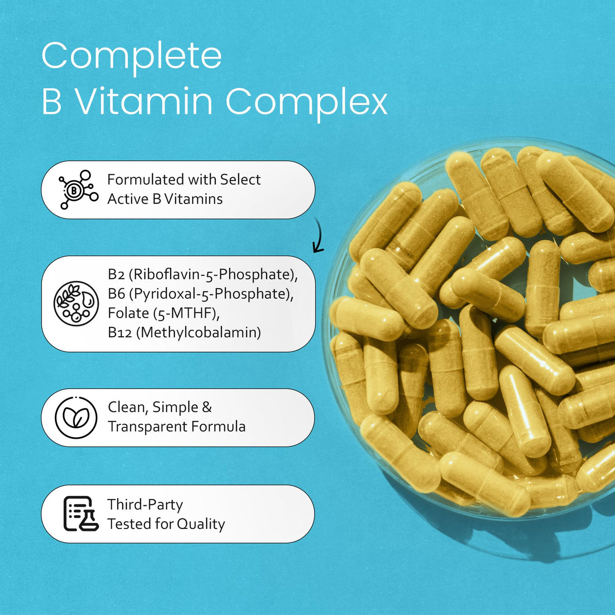 NaturaLife Labs Complexe de Vitamines B 100 Capsules, taille des capsules