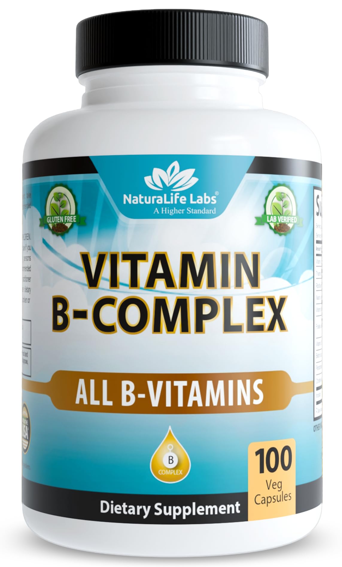 NaturaLife Labs Complexe de Vitamines B 100 capsules vue de face