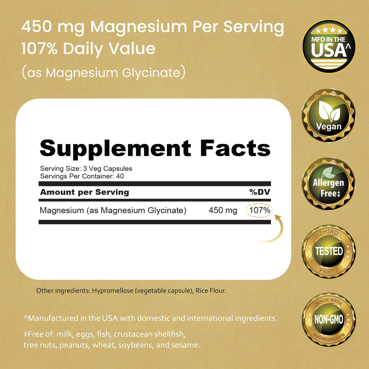 NaturaLife Labs Glycinate de Magnésium 450 mg gélules végétales arrière