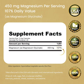 NaturaLife Labs Glycinate de Magnésium 450 mg gélules végétales arrière