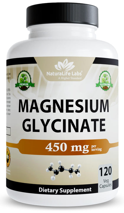 NaturaLife Labs Glycinate de Magnésium 450 mg gélules végétales avant