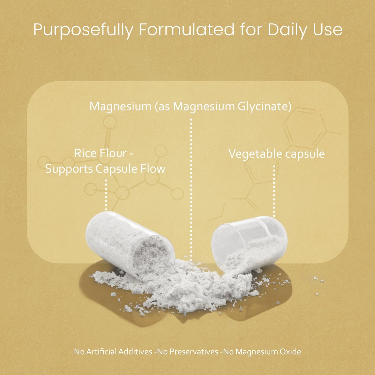 NaturaLife Labs Glycinate de Magnésium 450 mg gélules végétales ouvertes