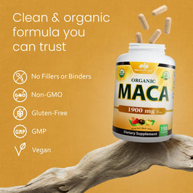 NaturaLife Labs Maca Bio étiquette détaillant la composition