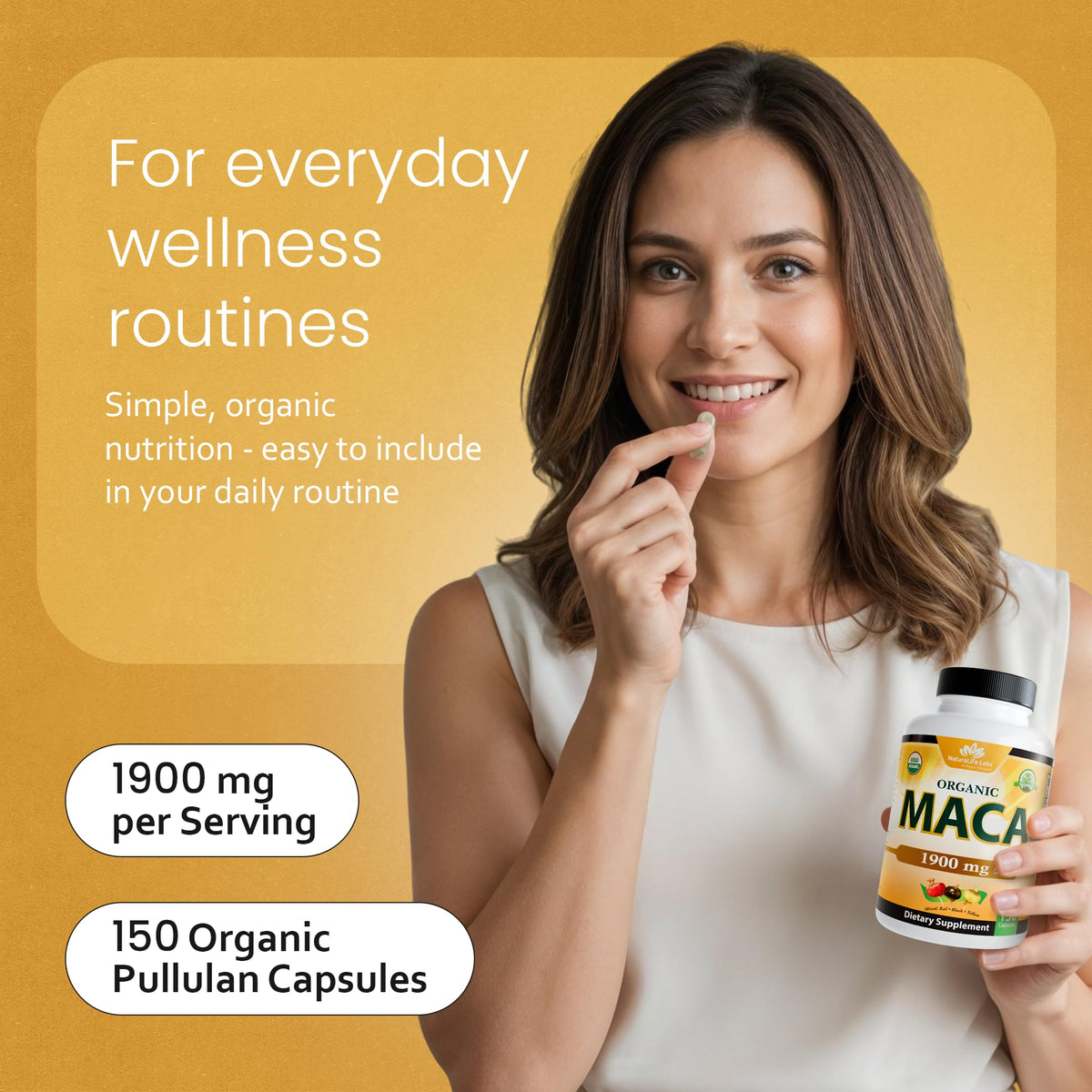 NaturaLife Labs Maca Bio mise en scène avec des ingrédients naturels