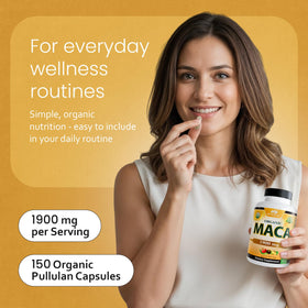 NaturaLife Labs Maca Bio mise en scène avec des ingrédients naturels