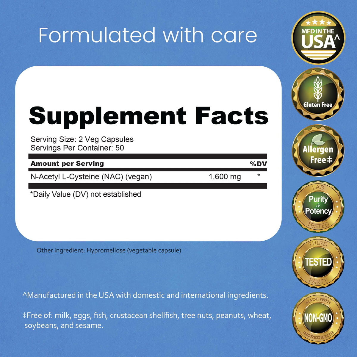 NaturaLife Labs N-Acetyl-L-Cysteine 1600 mg bottle side view