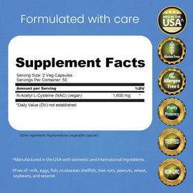 NaturaLife Labs N-Acetyl-L-Cysteine 1600 mg bottle side view