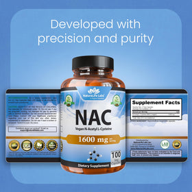 NaturaLife Labs N-Acetyl-L-Cysteine capsules with a glass of water