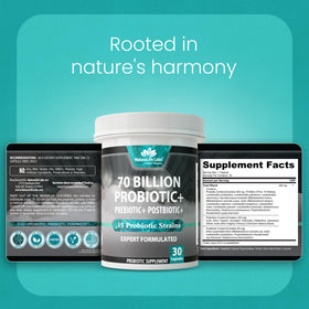 NaturaLife Labs Probiotiques 70 Milliards CFU 3-en-1 30 Caps avec une tasse d'eau