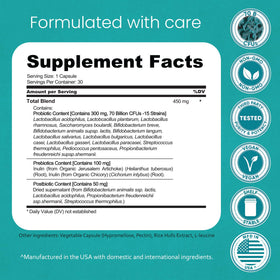 NaturaLife Labs Probiotiques 70 Milliards CFU 30 Caps vue arrière
