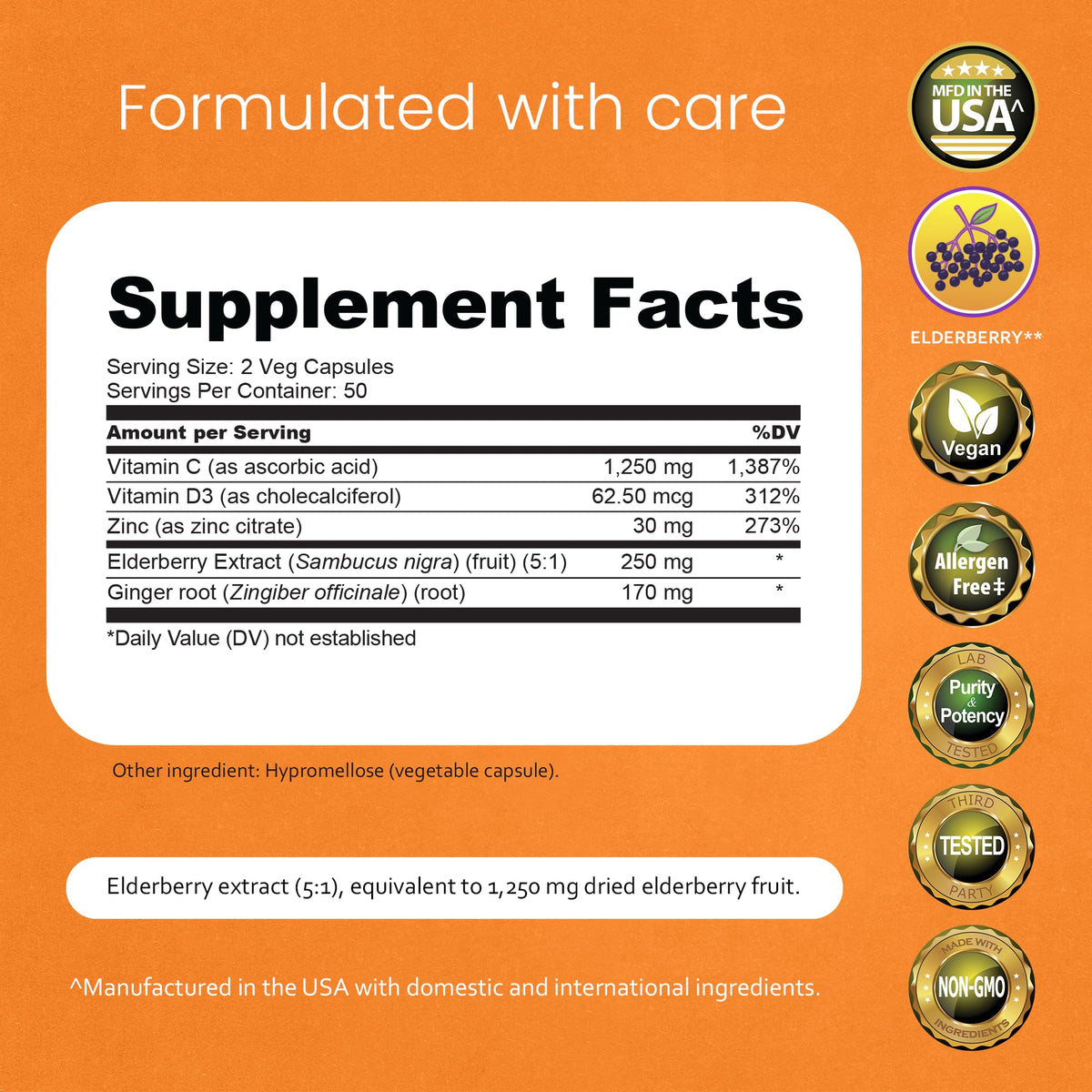 NaturaLife Labs Vitamine C avec D3, Zinc, Sureau et Gingembre, vue de côté