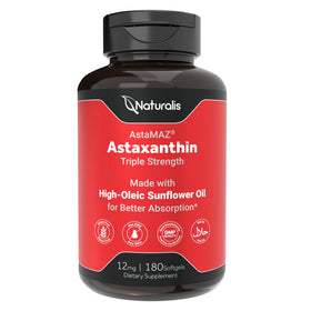 Naturalis Astaxanthin 12mg 180 gélules molles, avant