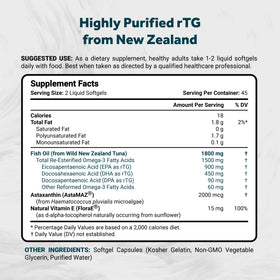 Naturalis Huile de Poisson Omega 3 rTG 1800mg gélules arrière