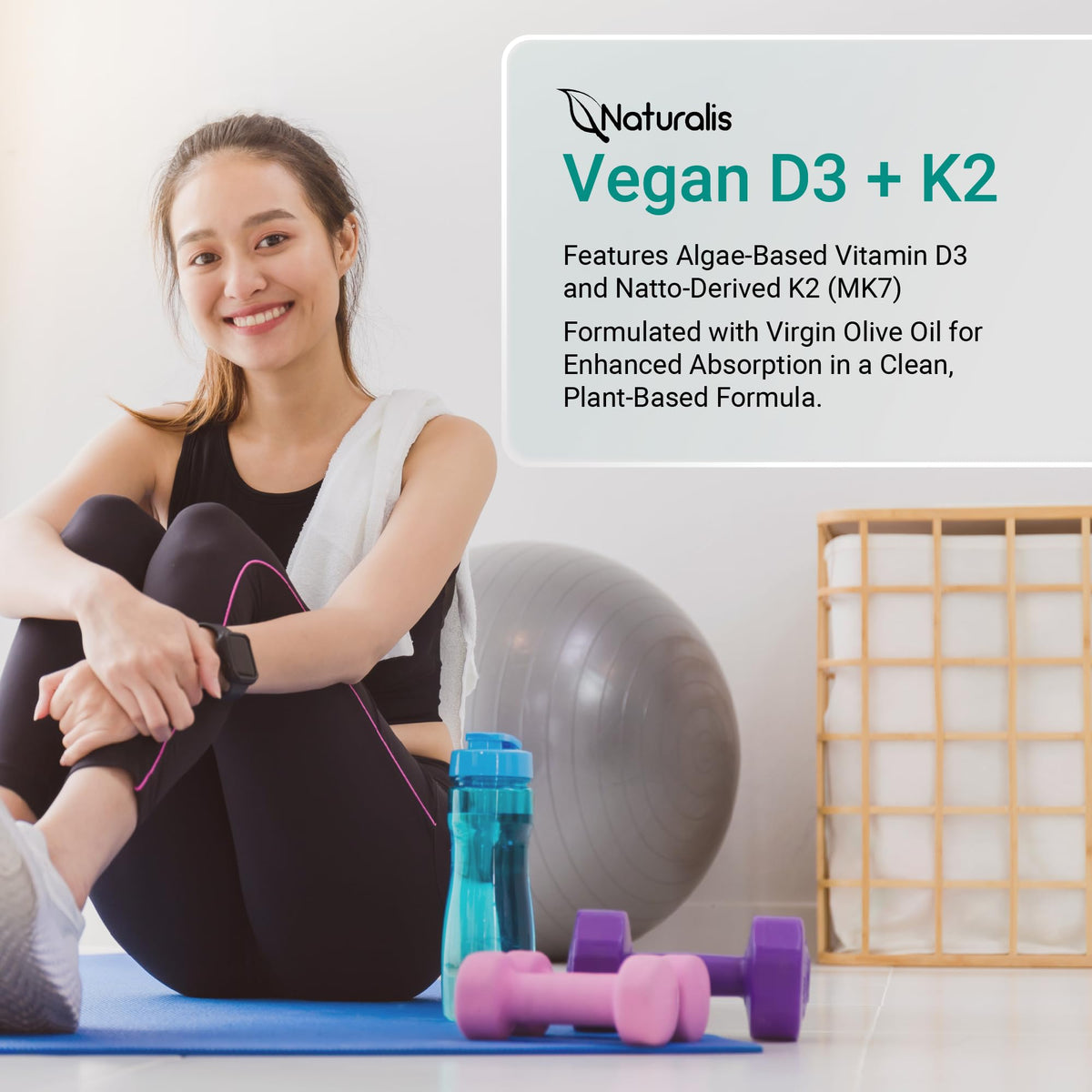 Naturalis Vegan D3K2 gélules molles dans leur emballage