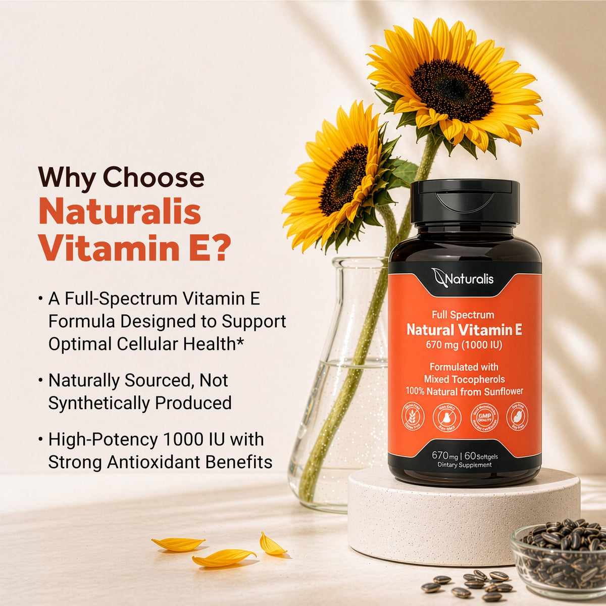 Naturalis Vitamine E 670mg gélules molles avec emballage