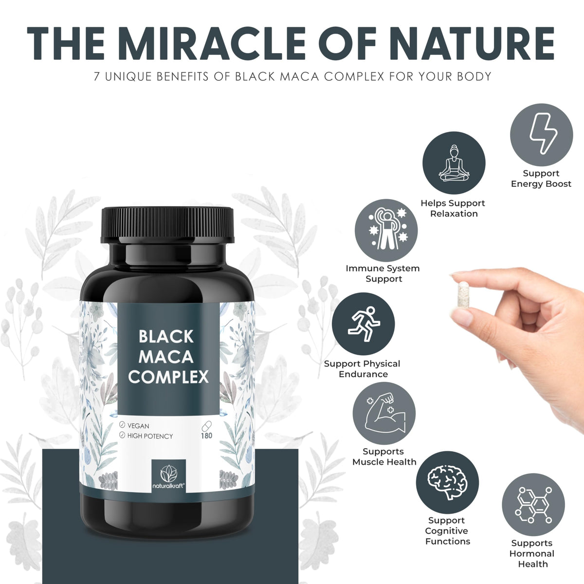 naturalkraft Complexe de Maca Noir Capsules côté