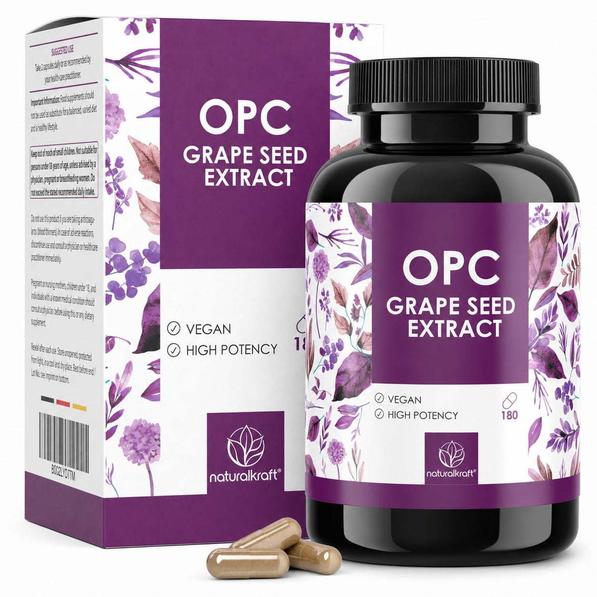 naturalkraft Gélules Extrait de Pépin de Raisin 1250 mg vue avant