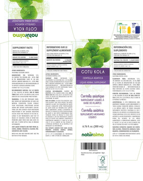 Naturalma Gotu Kola Tincture 6,76 fl oz gouttes avec étiquette