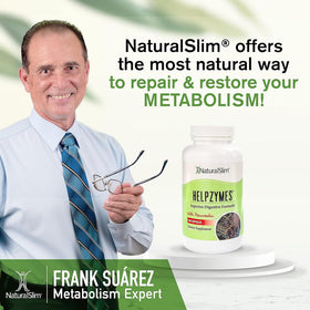 NaturalSlim Helpzymes capsules sur un fond neutre