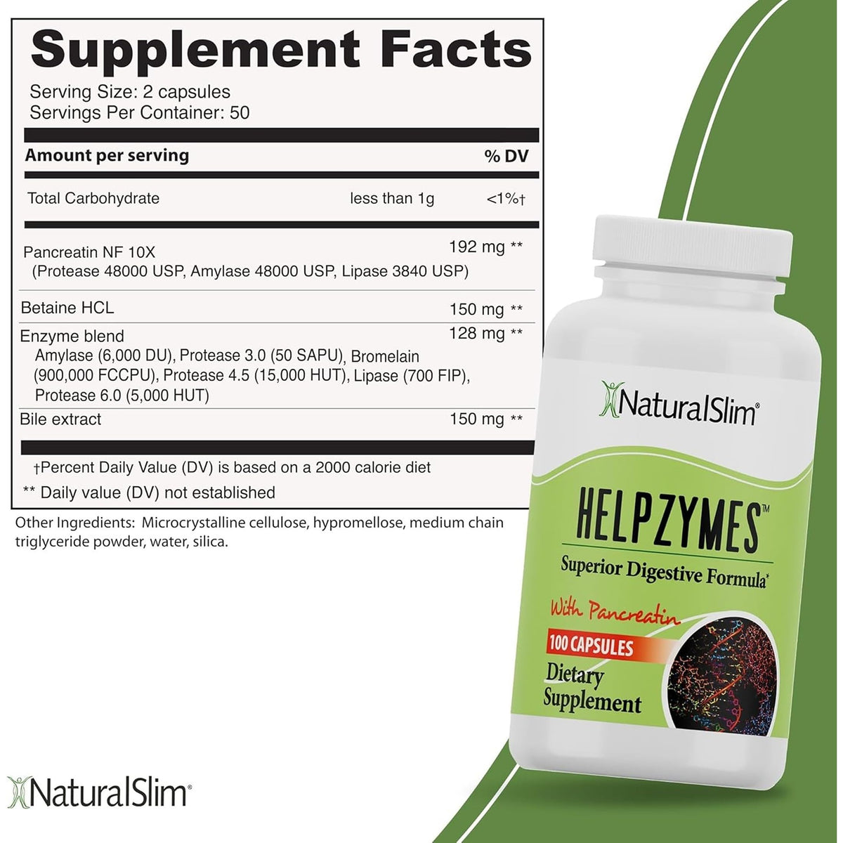 NaturalSlim Helpzymes emballage et capsules