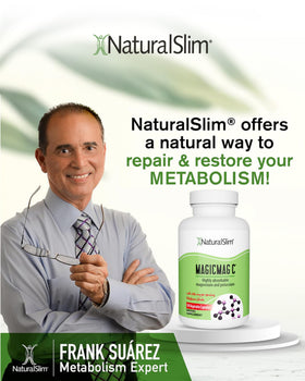 NaturalSlim MagicMag C 100 capsules avec un verre d'eau