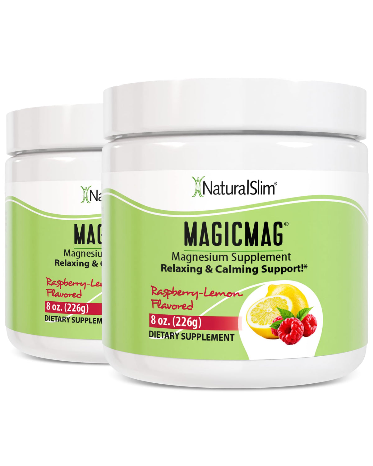 NaturalSlim MagicMag Poudre de Citrate de Magnésium 8 oz, Framboise Citron, vue de face