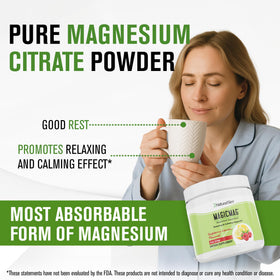 NaturalSlim MagicMag Poudre de Citrate de Magnésium 8 oz, Framboise Citron, mélange dans un verre