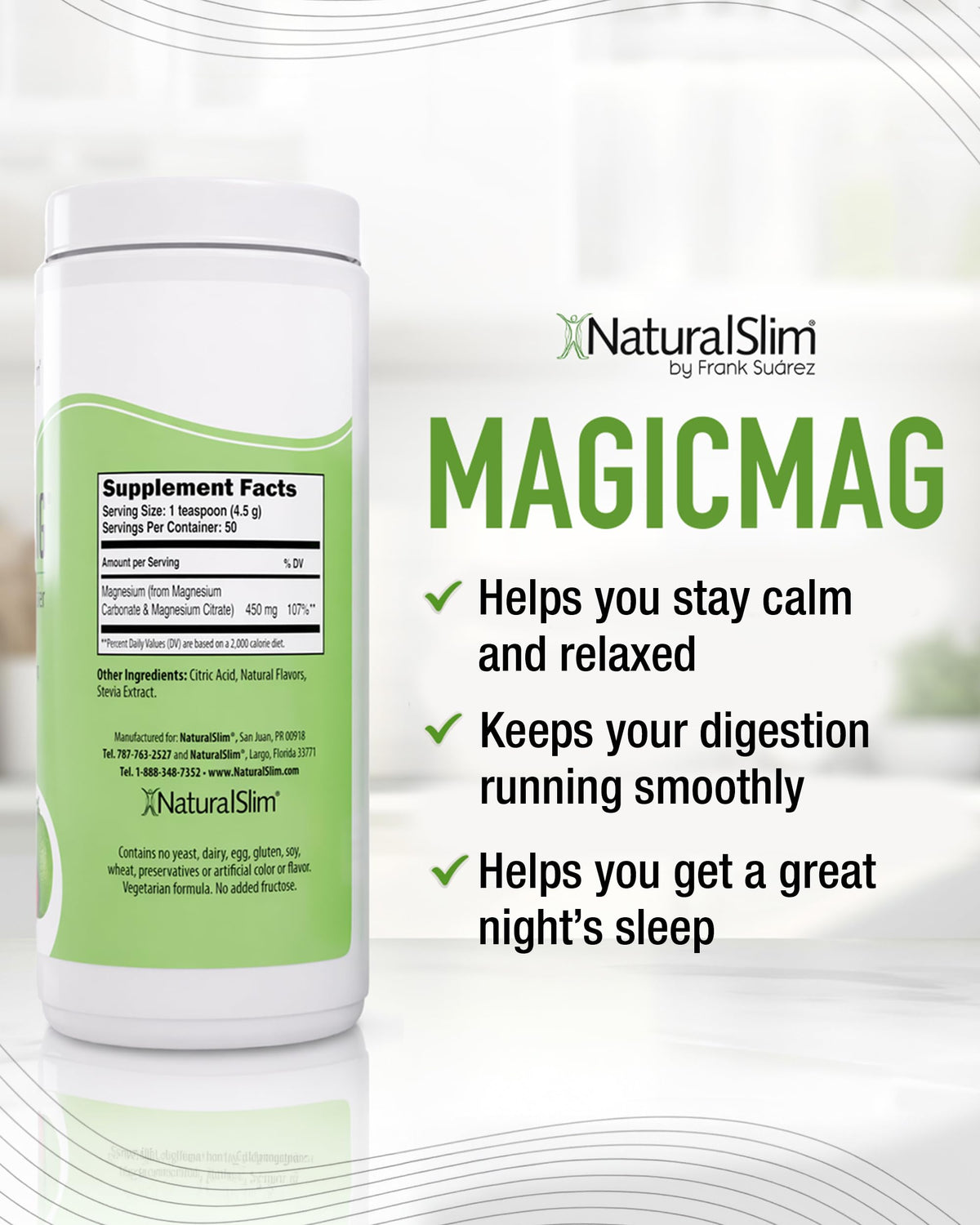 NaturalSlim MagicMag Poudre de Magnésium Citrate 272g emballage
