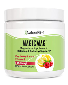 NaturalSlim MagicMag Poudre de Magnésium Citrate 281g Saveur Framboise Citron vue de face