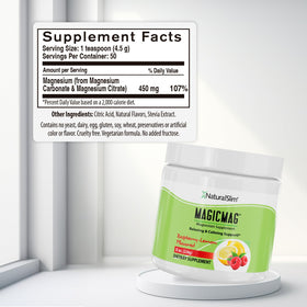NaturalSlim MagicMag Poudre de Magnésium Citrate 281g Saveur Framboise Citron emballage