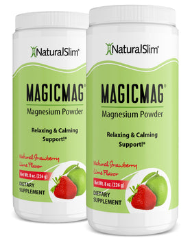 NaturalSlim MagicMag Poudre de Magnésium Citrate Fraise Citron Vert 2x227g vue de face