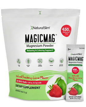 NaturalSlim MagicMag Poudre de Magnésium Citrate Fraise Lime 191g vue de face