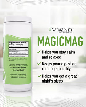 NaturalSlim MagicMag Poudre de Magnésium Citrate, ingrédients sur l'étiquette