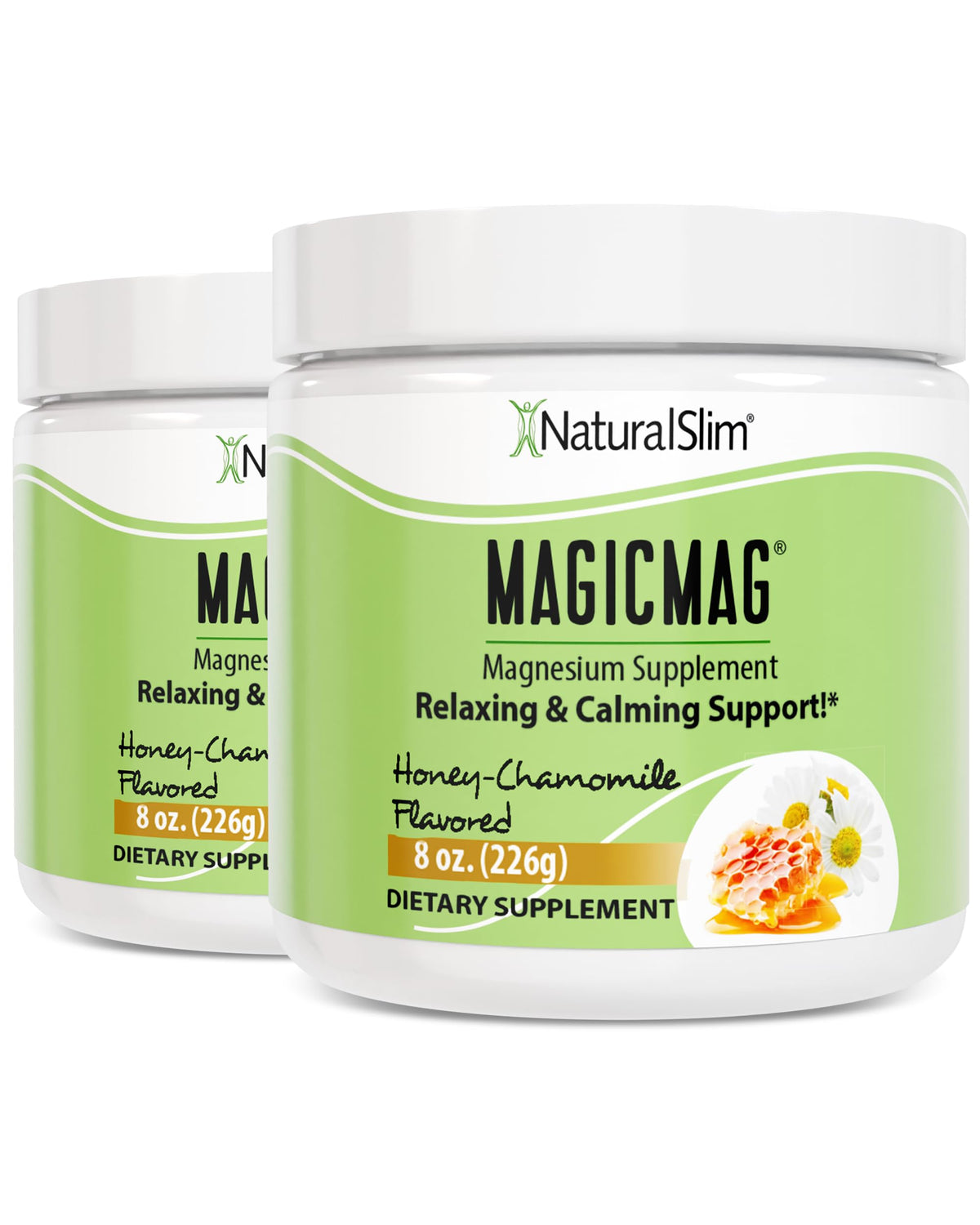 NaturalSlim MagicMag Poudre de Magnésium Citrate, Miel Camomille, 2 sachets de 227 g