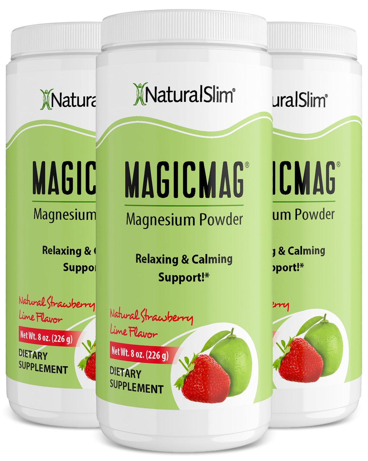 NaturalSlim MagicMag Poudre de Magnésium Citrate saveur fraise-lime, paquet avant