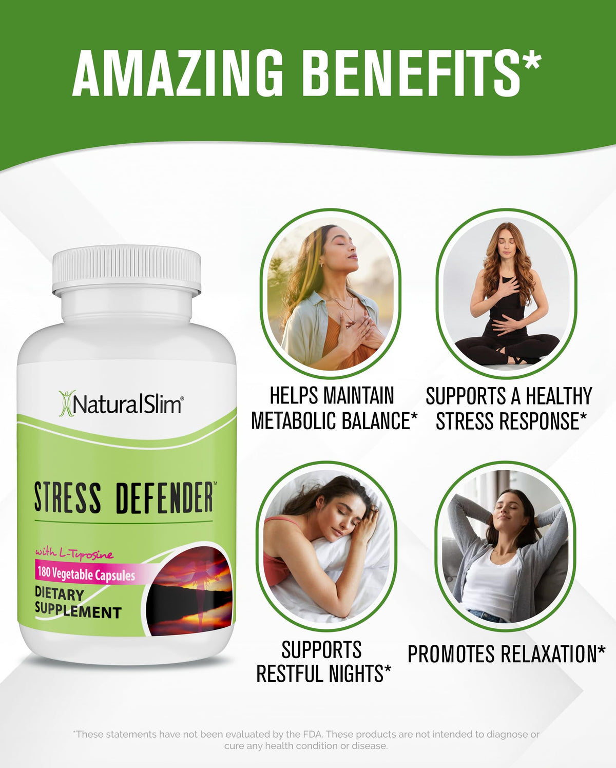 NaturalSlim Stress Defender avec un verre d'eau