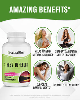NaturalSlim Stress Defender avec un verre d'eau